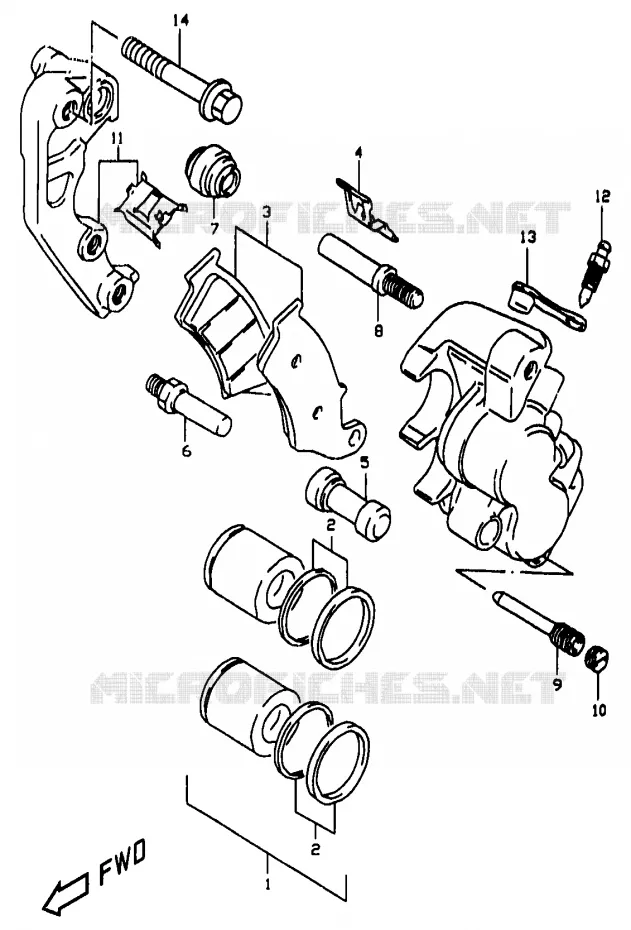 FRONT CALIPER Suzuki MOTO 350 DR 1997  DR350V(V/W/X)