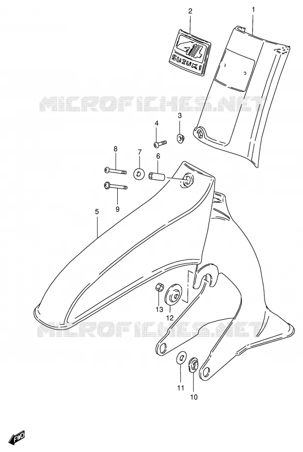 FRONT FENDER (MODELE G/R/S/V) Suzuki SCOOTER 100 FB 1997  FB100DV(E71)