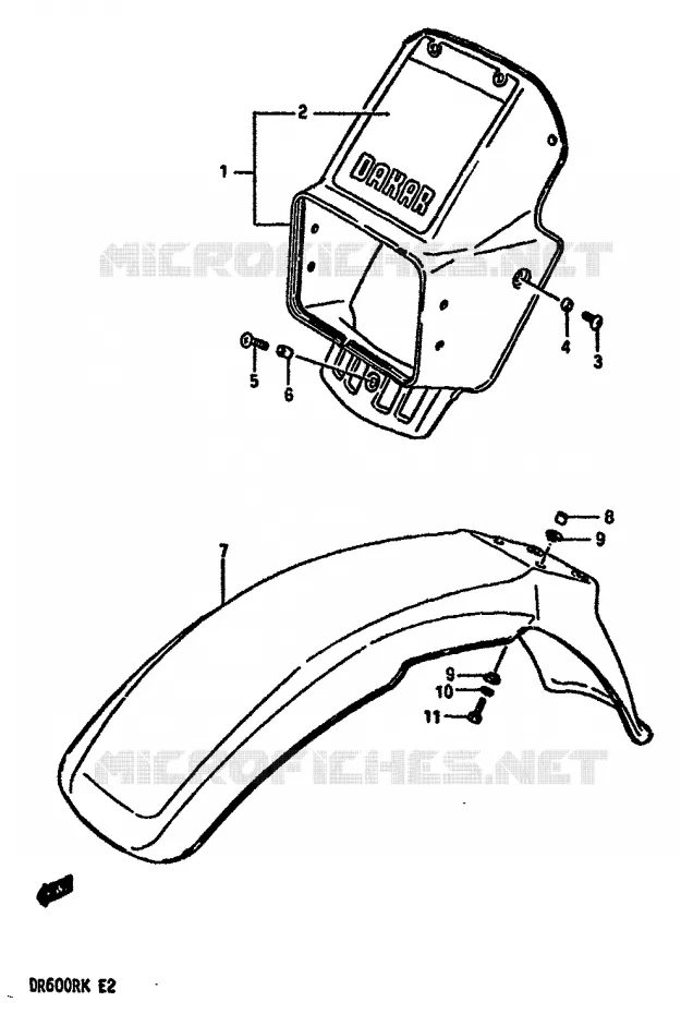 FRONT FENDER (MODELE G) Suzuki MOTO 600 DR 1987  DR600RH(E2)
