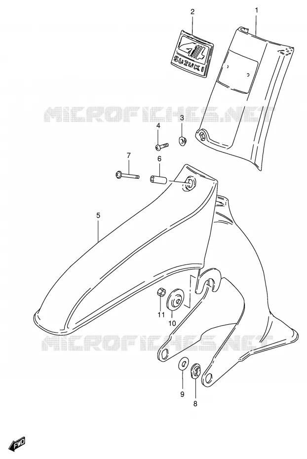 FRONT FENDER (MODELE X/Y) Suzuki SCOOTER 100 FB 1994  FB100DR(E71)
