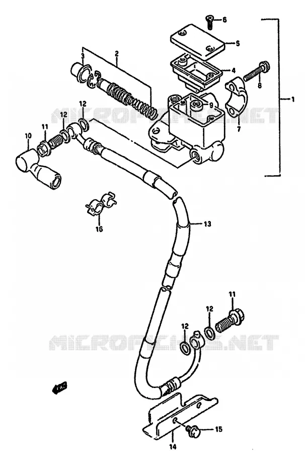 FRONT HOOFDREMCILINDER (DR350SHN/SHP/SHR) Suzuki MOTO 350 DR 1994  DR350SHR(L/M/N/P/R)