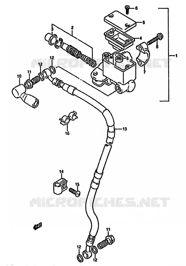 FRONT HOOFDREMCILINDER (DR350SL/SM/SN/SP/SR) Suzuki MOTO 350 DR 1992  DR350SN(L/M/N/P/R)