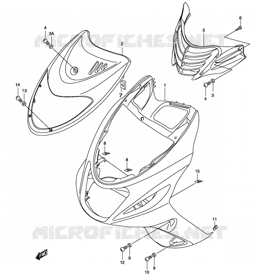 FRONT KUIP (MODELE K2) Suzuki SCOOTER 50 KATANA 2003  AY50WK3(P19)