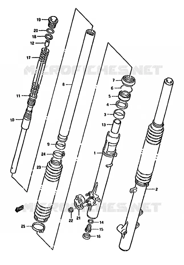 FRONT SCHOKDEMPER (DR350SR E22,E24) Suzuki MOTO 350 DR 1991  DR350SM(L/M/N/P/R)
