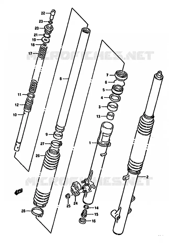 FRONT SCHOKDEMPER Suzuki MOTO 350 DR 1992  DR350SHN(L/M/N/P/R)