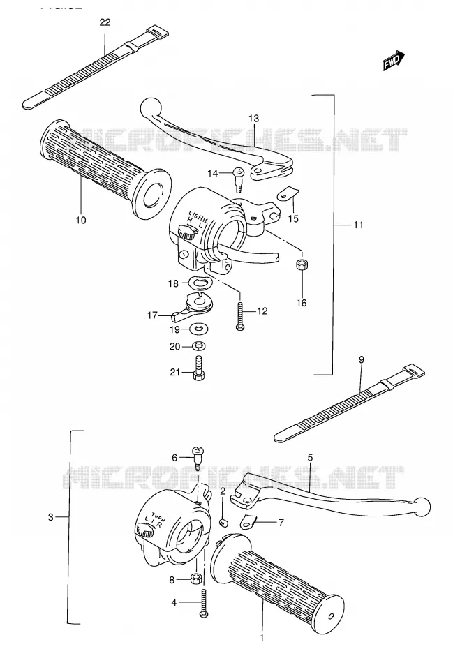 HANDGRIPS - LEVERS Suzuki MOTO 100 AP 1997  AX100V(E94)