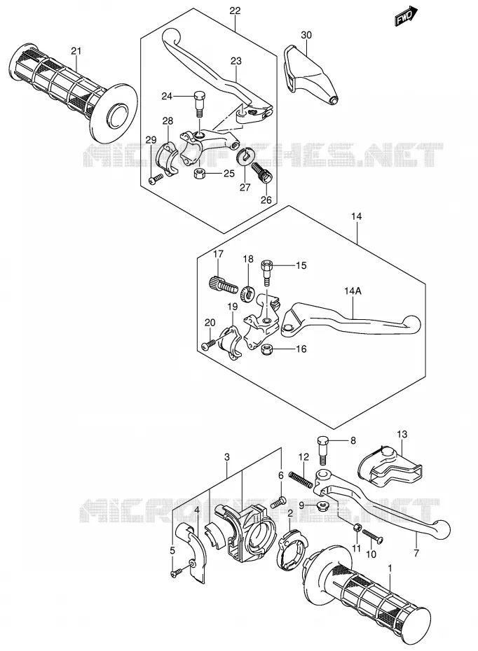 HANDGRIPS - LEVERS Suzuki MOTO 125 DR-Z 2004  DR-Z125LK4(E3/E28)