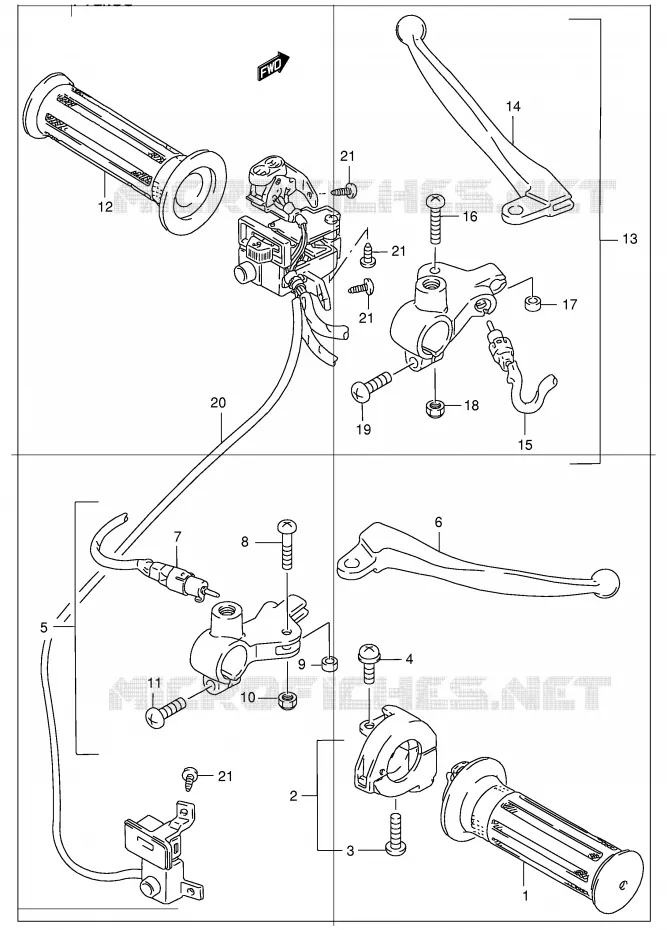 HANDGRIPS - LEVERS Suzuki SCOOTER 50 AZ 1999  AZ50X(E71)