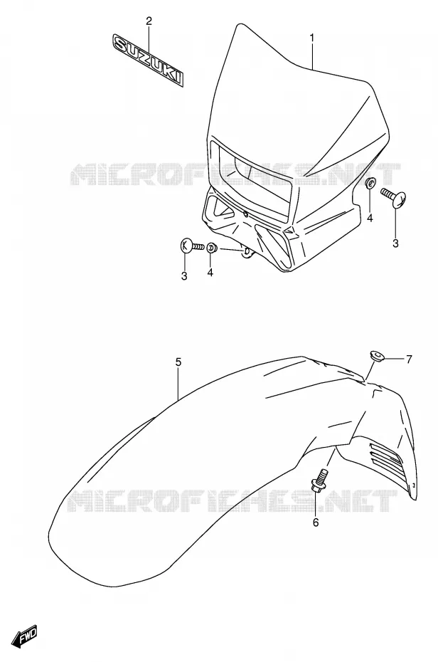 HEADLIGHT BOWL (MODELE K3/K4) Suzuki MOTO 650 DR 2002  DR650SEK2(E3/E28)