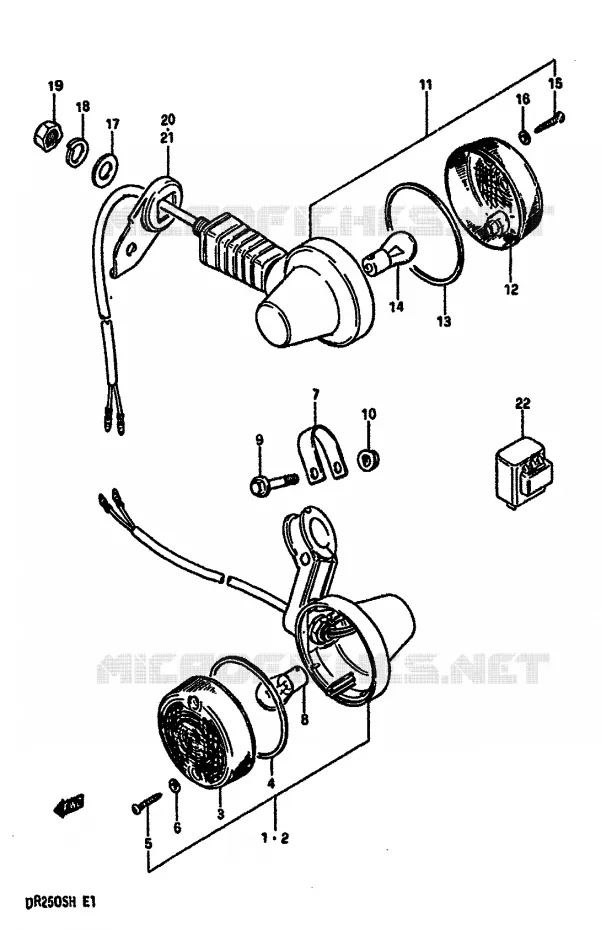 INDICATOREN (E1,E4,E6,E15,E21,E24,E25,E41) Suzuki MOTO 250 DR 1987  DR250SH(E/F/G/H)