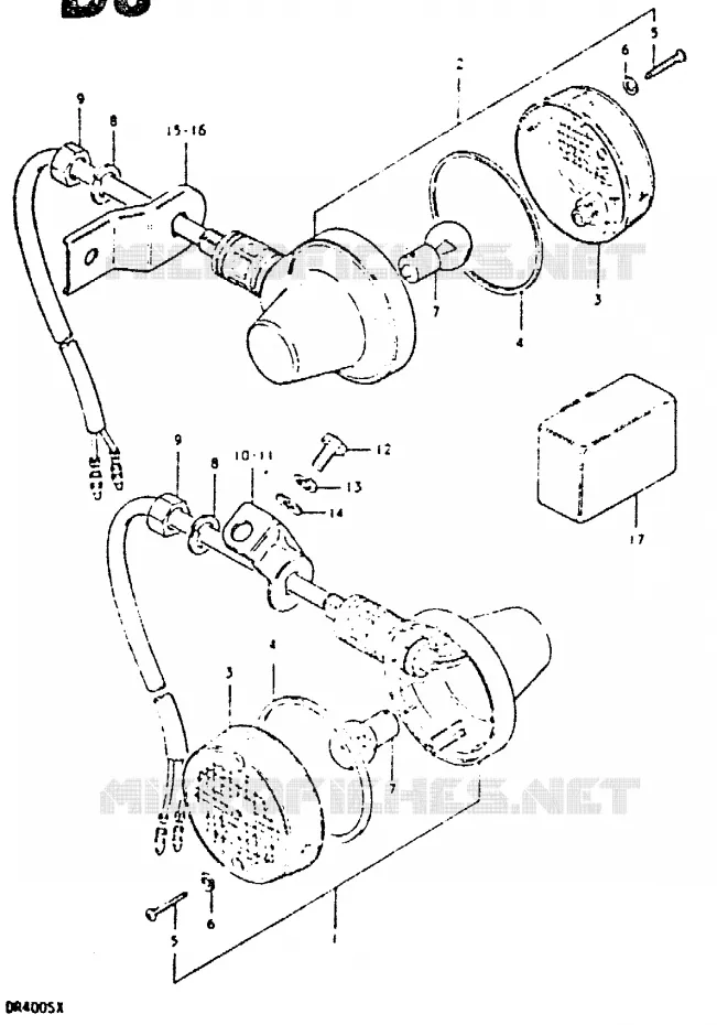 INDICATOREN (E2, E15) Suzuki MOTO 400 DR 1981  DR400SX(T/X)