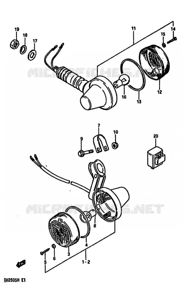 INDICATOREN (E2) Suzuki MOTO 250 DR 1985  DR250SF(E/F/G/H)