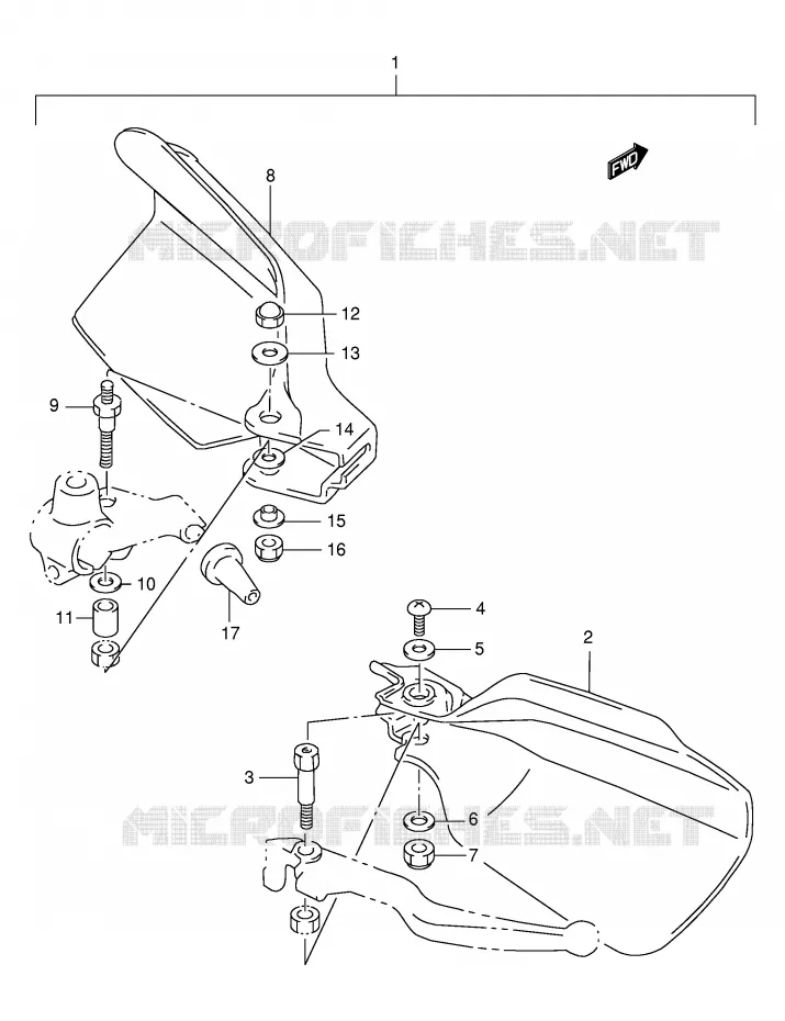 KNUCKLE COVERS (OPTION)(MODELE R/S/T/V/W) Suzuki MOTO 125 DR 1999  DR125SEUX(E4)