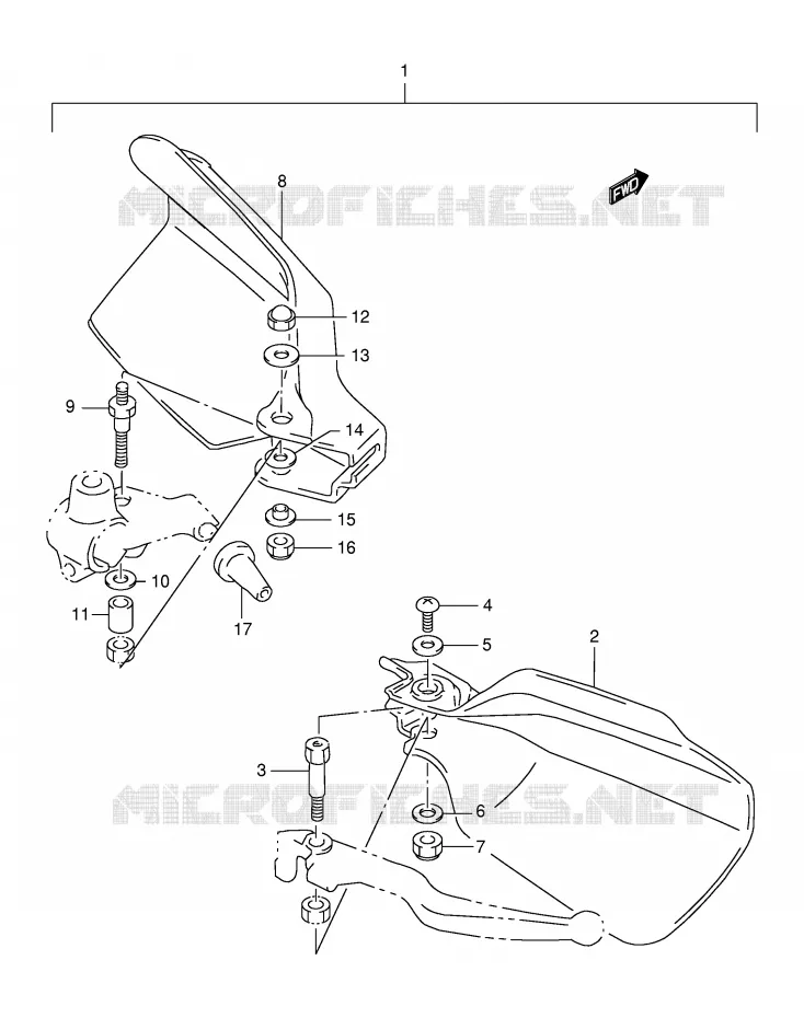 KNUCKLE COVERS (OPTION)(MODELE X/Y) Suzuki MOTO 125 DR 1997  DR125SEUV(E4)