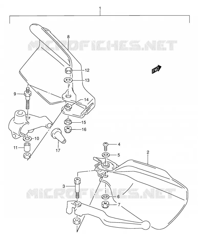KNUCKLE COVERS (OPTION) Suzuki MOTO 200 DR 2001  DR200SEK1(E3/E28)