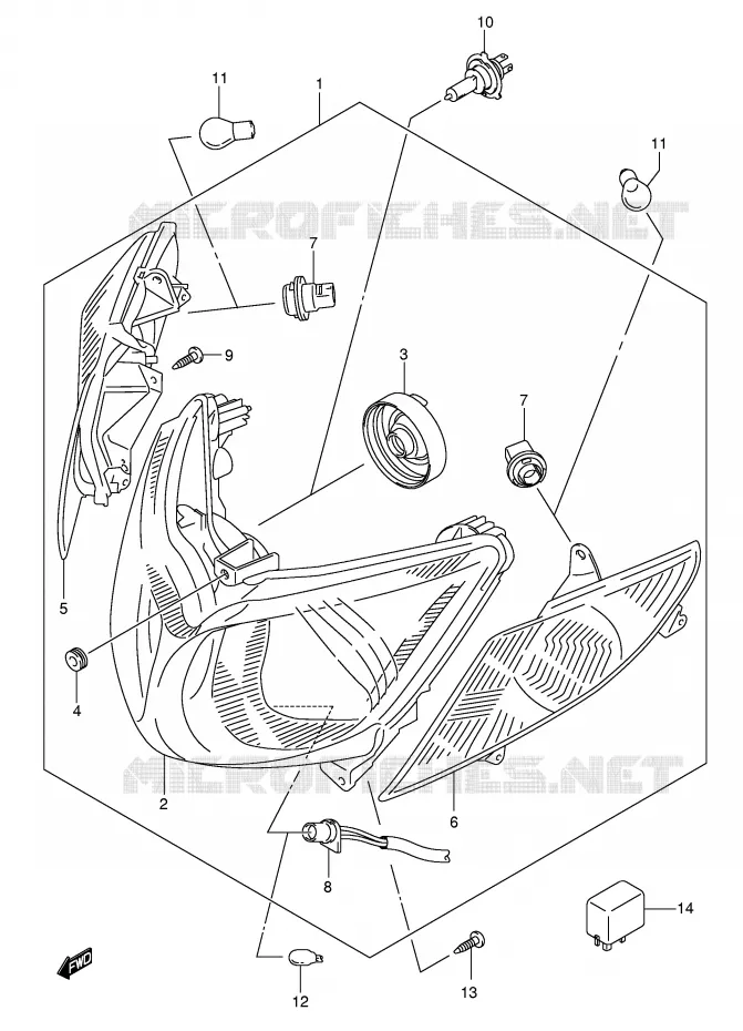 KOPLAMP (MODELE K5/K6) Suzuki SCOOTER 400 BURGMAN 2003  AN400K3(E2)