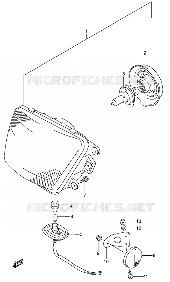 KOPLAMP (MODELE M/N/P/R) Suzuki MOTO 650 DR 1996  DR650RSEUT(E4)