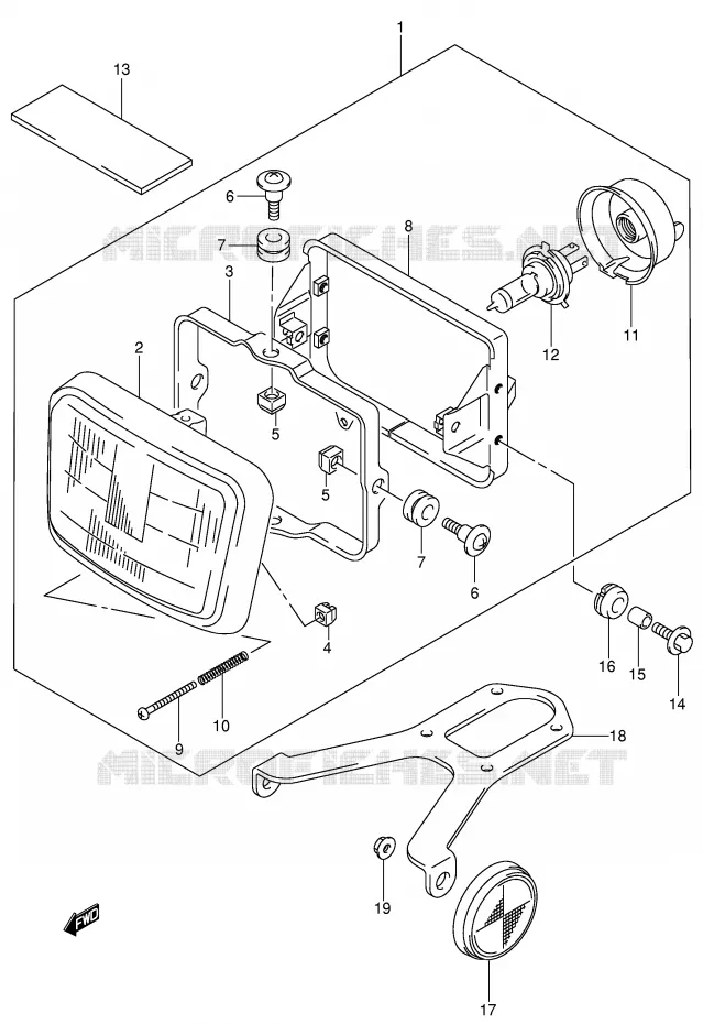 KOPLAMP (MODELE Y/K1) Suzuki MOTO 400 DR-Z 2000  DR-Z400SY(E3/E28)