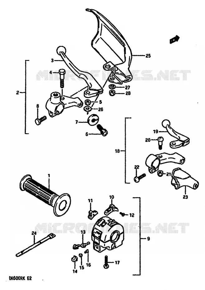 LINKER HANDGREEP (MODELE G) Suzuki MOTO 600 DR 1987  DR600RUH(E2)