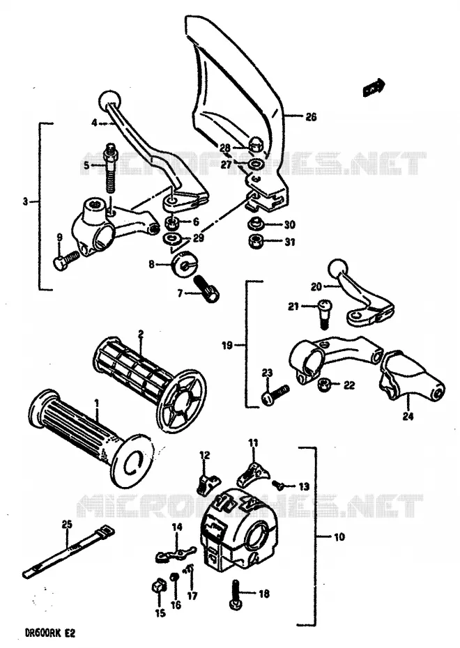 LINKER HANDGREEP (MODELE H/J) Suzuki MOTO 600 DR 1986  DR600RG(E2)