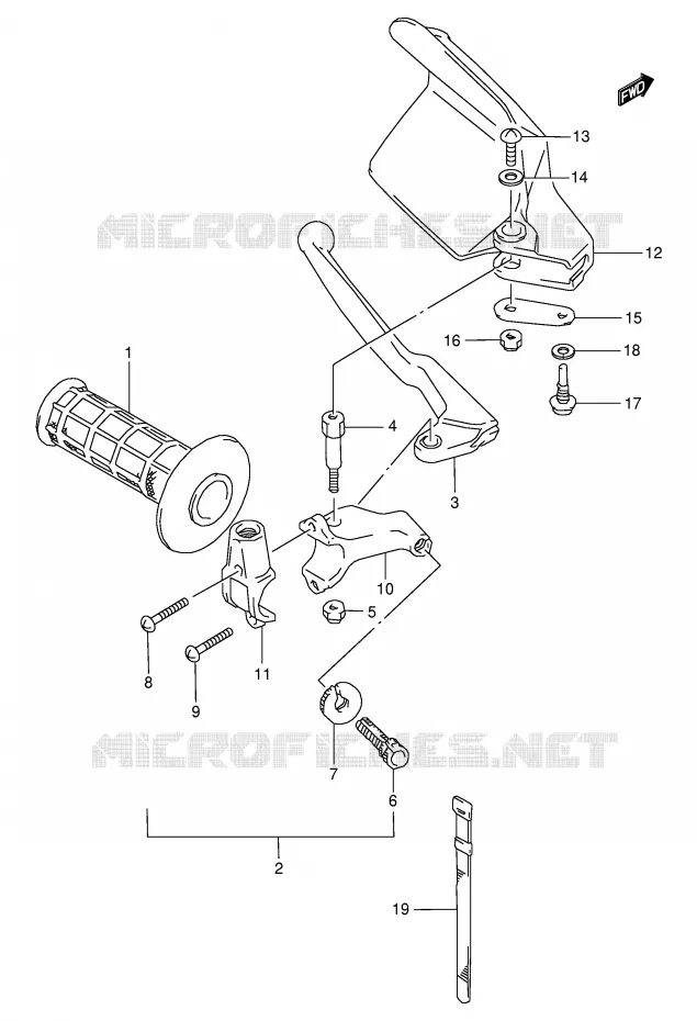LINKER HENDEL - HANDGREEP (MODELE R/S/T) Suzuki MOTO 350 DR 1997  DR350SEV(E2)