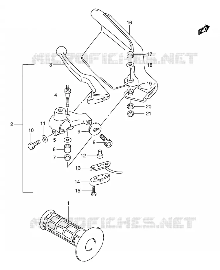 LINKER HENDEL - HANDGREEP Suzuki MOTO 650 DR 1996  DR650SEUT(E4)