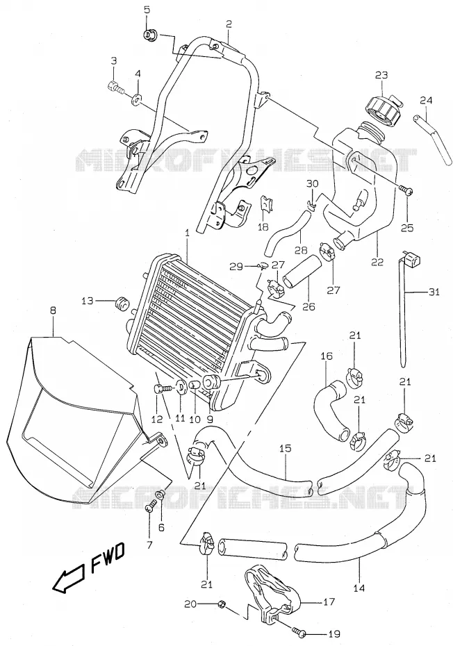 RADIATOR (model  AY50WR K1) Suzuki SCOOTER 50 KATANA 2000  AY50Y(V/W/X/Y)