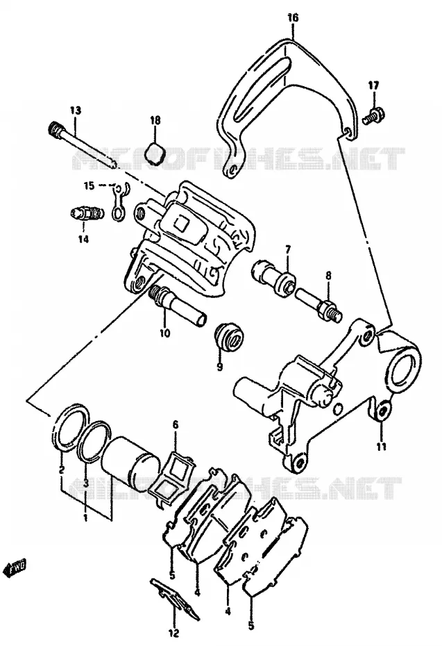 REAR CALIPER (MODELE L/M) Suzuki MOTO 350 DR 1992  DR350SHN(L/M/N/P/R)