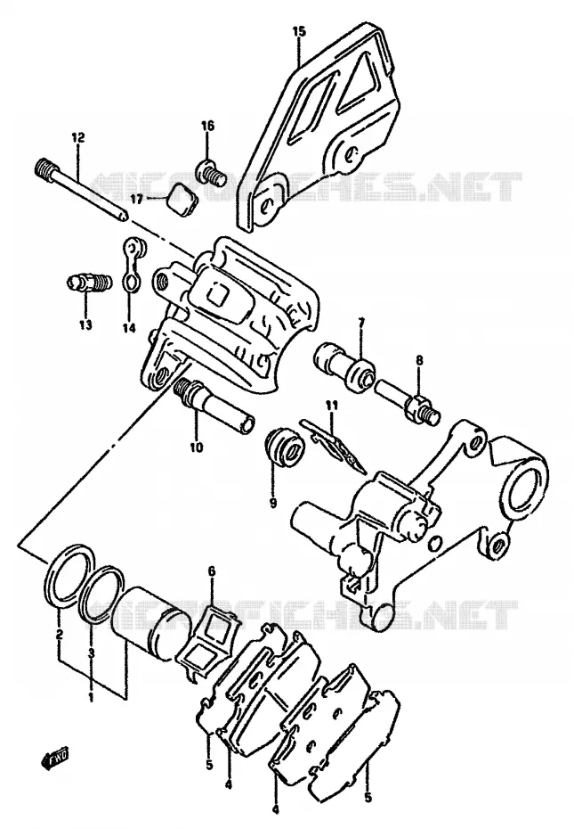 REAR CALIPER (MODELE R) Suzuki MOTO 350 DR 1991  DR350SM(L/M/N/P/R)