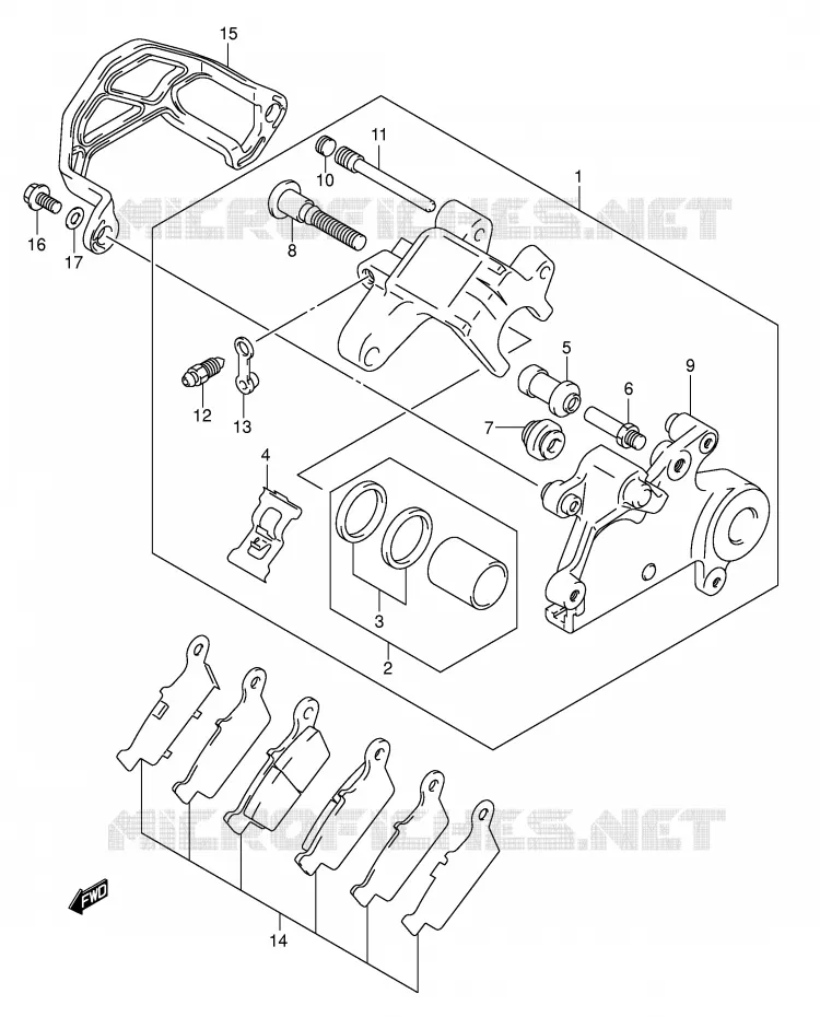 REAR CALIPER Suzuki MOTO 400 DR-Z 2005  DR-Z400EK5(E1)