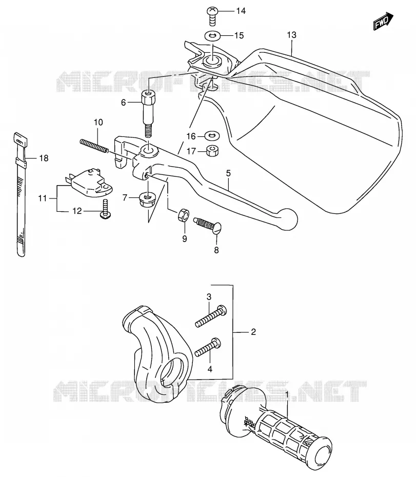 RECHTER HENDEL - HANDGREEP (E24) Suzuki MOTO 350 DR 1999  DR350X(E1)