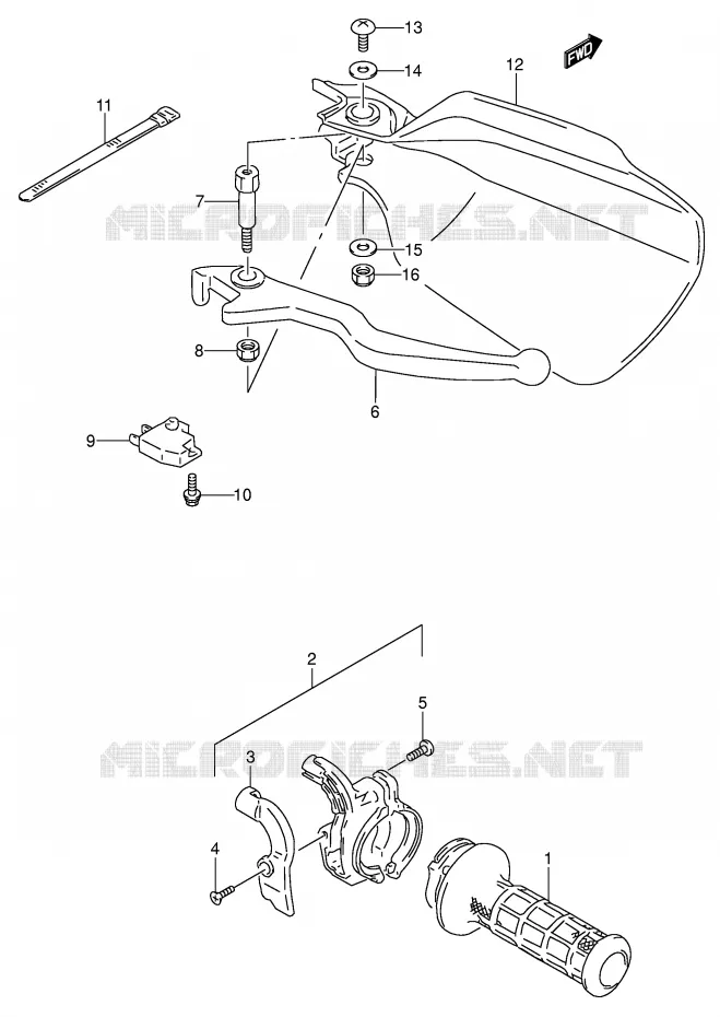 RECHTER HENDEL - HANDGREEP (MODELE M) Suzuki MOTO 650 DR 1996  DR650RSEUT(E4)