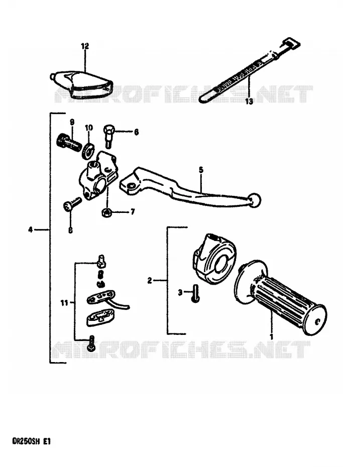 RIGHT SWITCH - HANDGREEP (MODELE E) Suzuki MOTO 250 DR 1985  DR250SF(E/F/G/H)