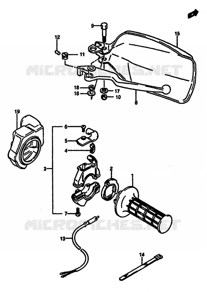 RIGHT SWITCH - HANDGREEP (MODELE H/J/K E18) Suzuki MOTO 600 DR 1989  DR600SK(E2)