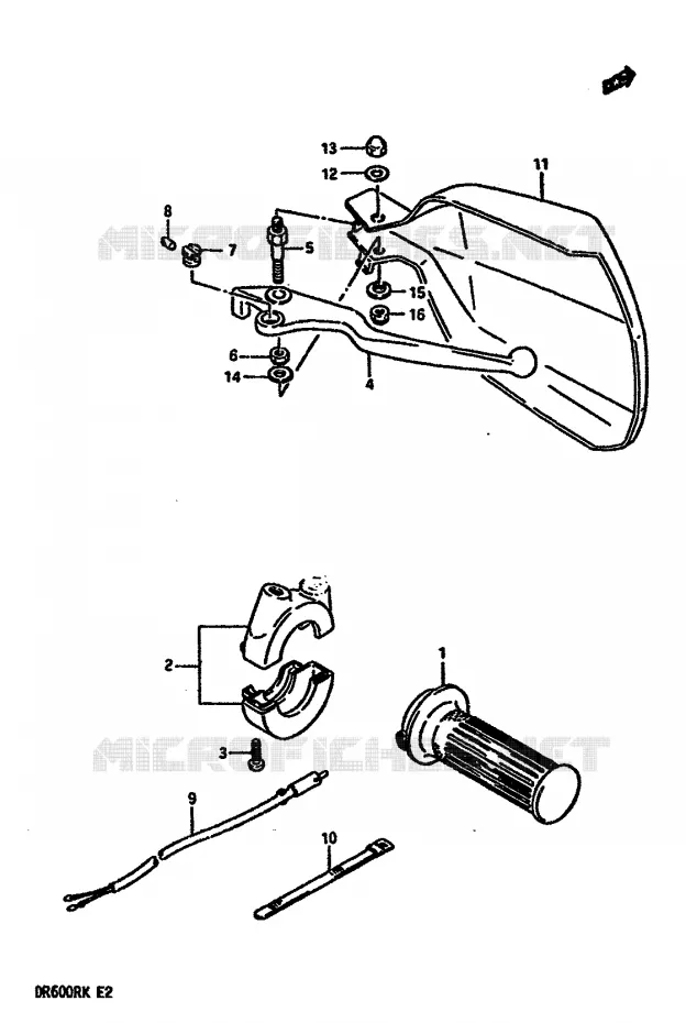 RIGHT SWITCH - HANDGREEP (MODELE H/J/K) Suzuki MOTO 600 DR 1988  DR600RUJ(E2)