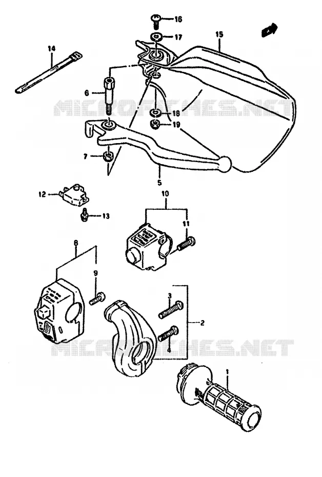 RIGHT SWITCH - HANDGREEP Suzuki MOTO 650 DR 1992  DR650RN(N/P/R)