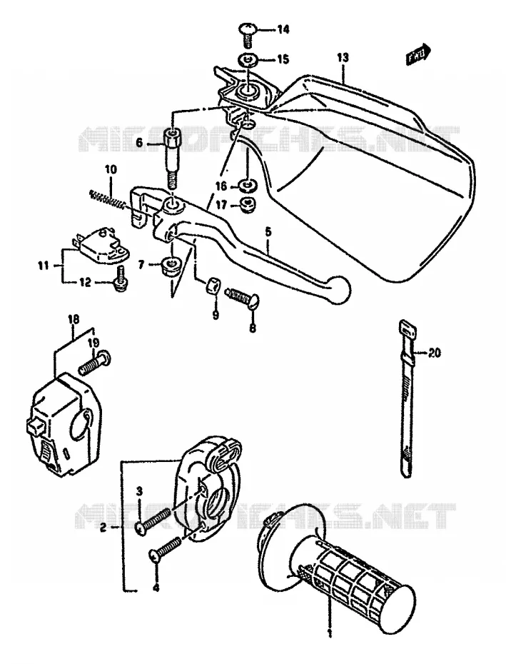 RIGHT SWITCH - HANDGREEP (VOIR NOTE) Suzuki MOTO 350 DR 1994  DR350SHR(L/M/N/P/R)
