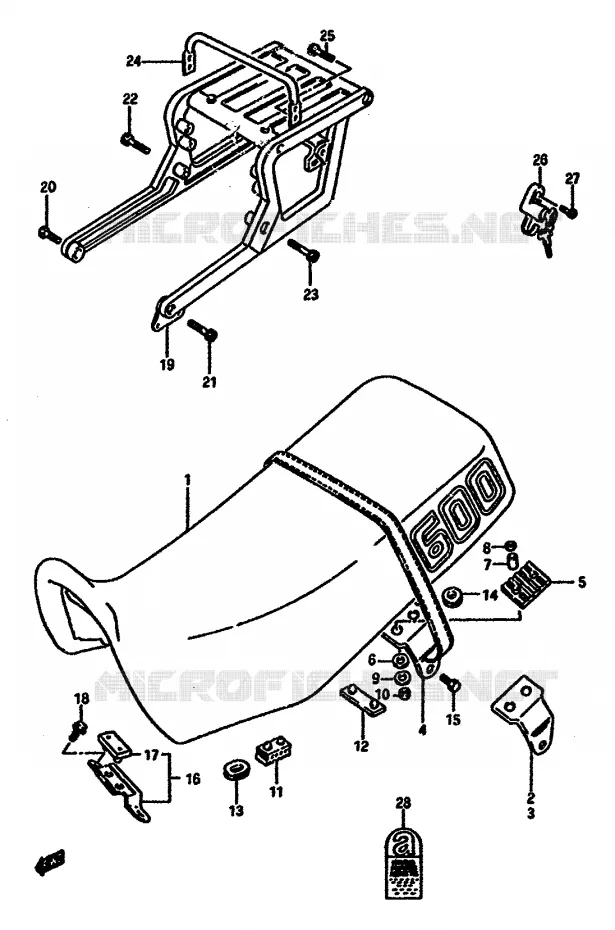 SEAT (MODELE K) Suzuki MOTO 600 DR 1986  DR600SUG(E2)