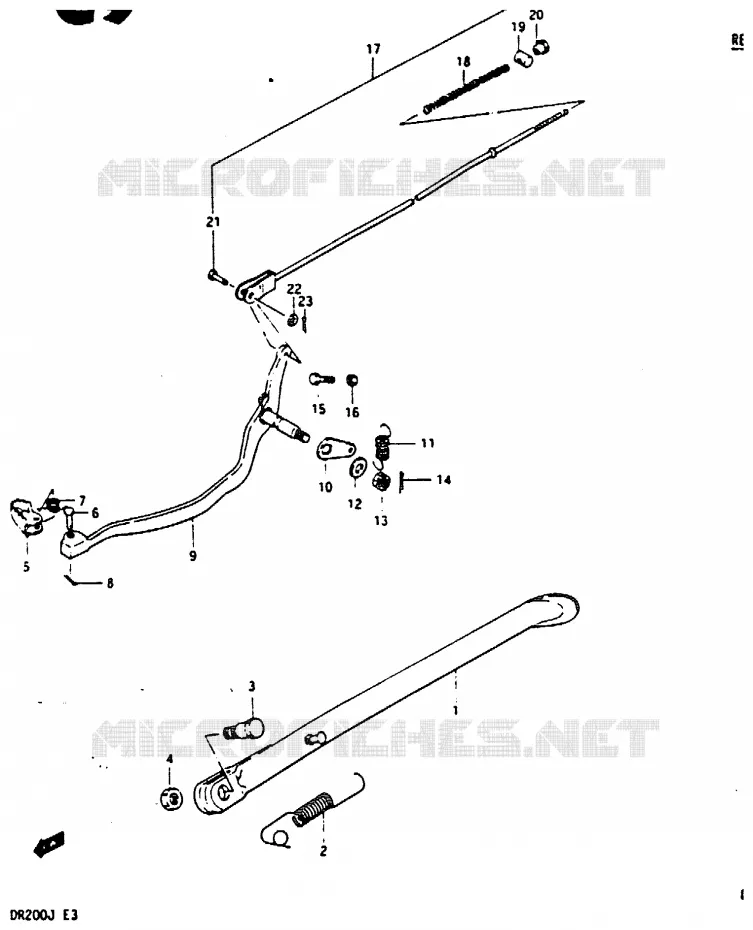 STAND - ACHTER REMPEDAAL Suzuki MOTO 200 DR 1988  DR200J(G/H/J)