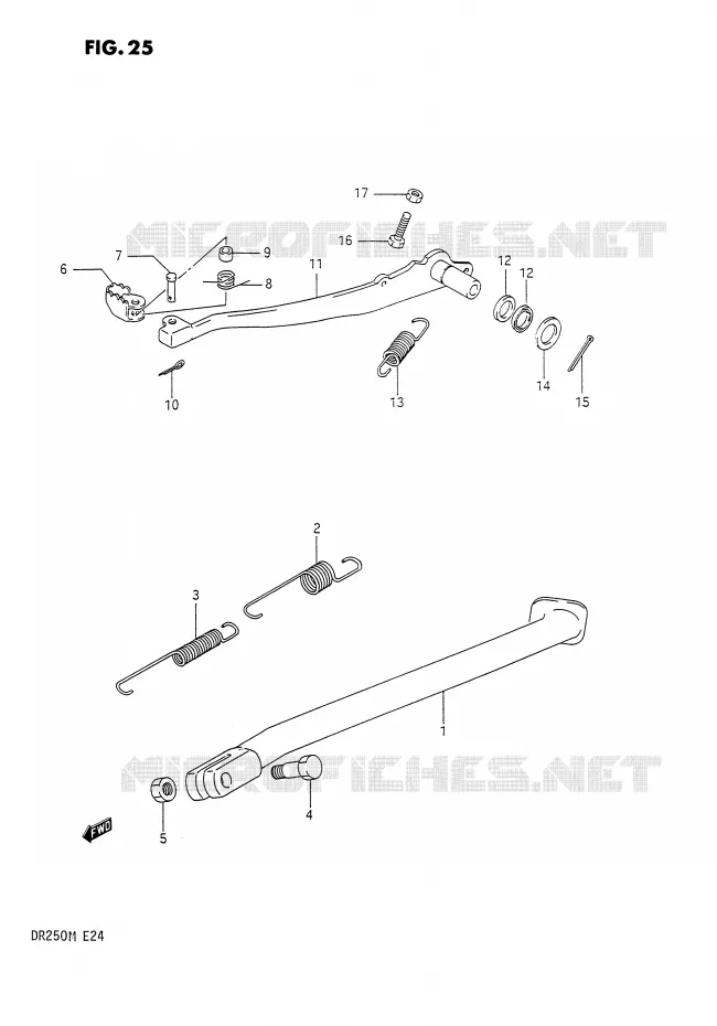 STAND - ACHTER REMPEDAAL Suzuki MOTO 250 DR 1991  DR250M(E24)