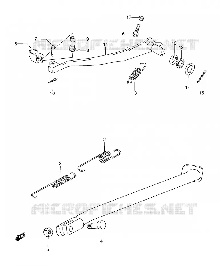 STAND - ACHTER REMPEDAAL Suzuki MOTO 350 DR 1991  DR350M(E3)