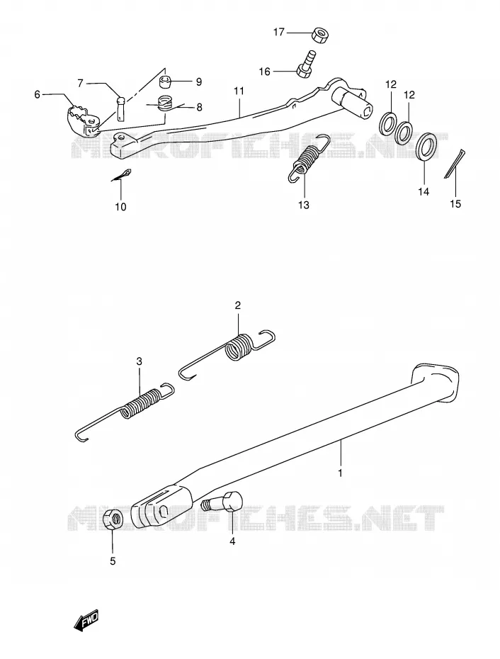 STAND - ACHTER REMPEDAAL Suzuki MOTO 350 DR 1998  DR350SEW(E2)