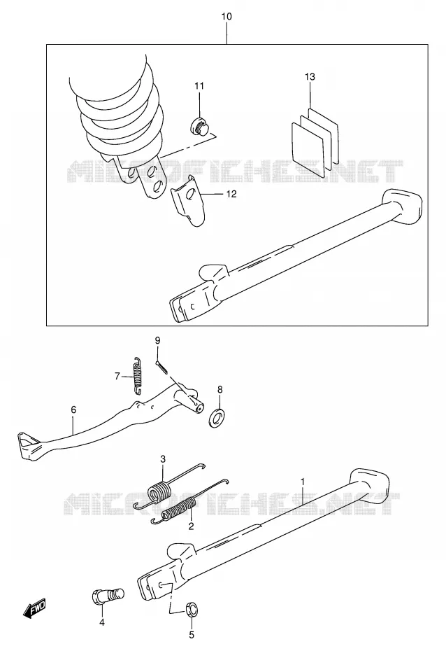 STAND - ACHTER REMPEDAAL Suzuki MOTO 650 DR 1998  DR650SEW(E4)