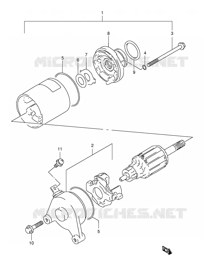 STARTMOTOR (MODELE Y) Suzuki MOTO 125 DR 2000  DR125SEY(E4)