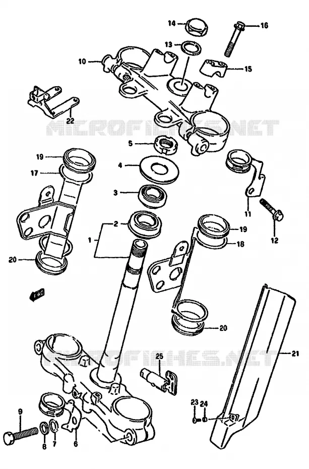 STUURKOLOM (DR350SHN/SHP/SHR) Suzuki MOTO 350 DR 1993  DR350SUP(L/M/N/P/R)