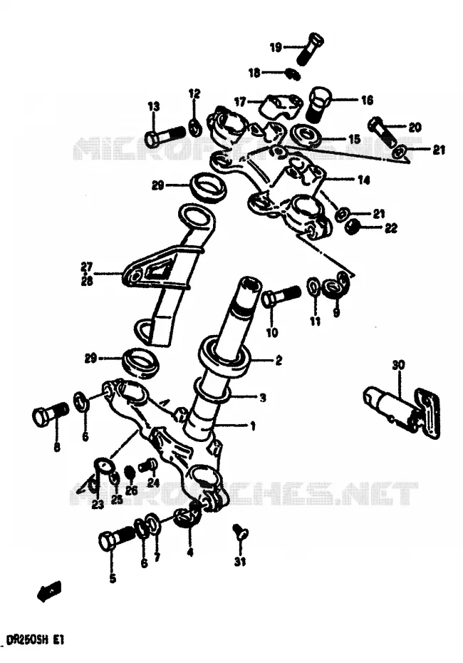 STUURKOLOM (MODELE F/G/H) Suzuki MOTO 250 DR 1985  DR250SF(E/F/G/H)