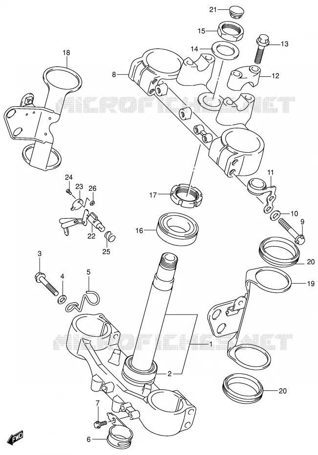 STUURPEN (DR-Z400EY/EK1/EK2/K3/EK3/EK4 E24) Suzuki MOTO 400 DR-Z 2003  DR-Z400K3(E1)
