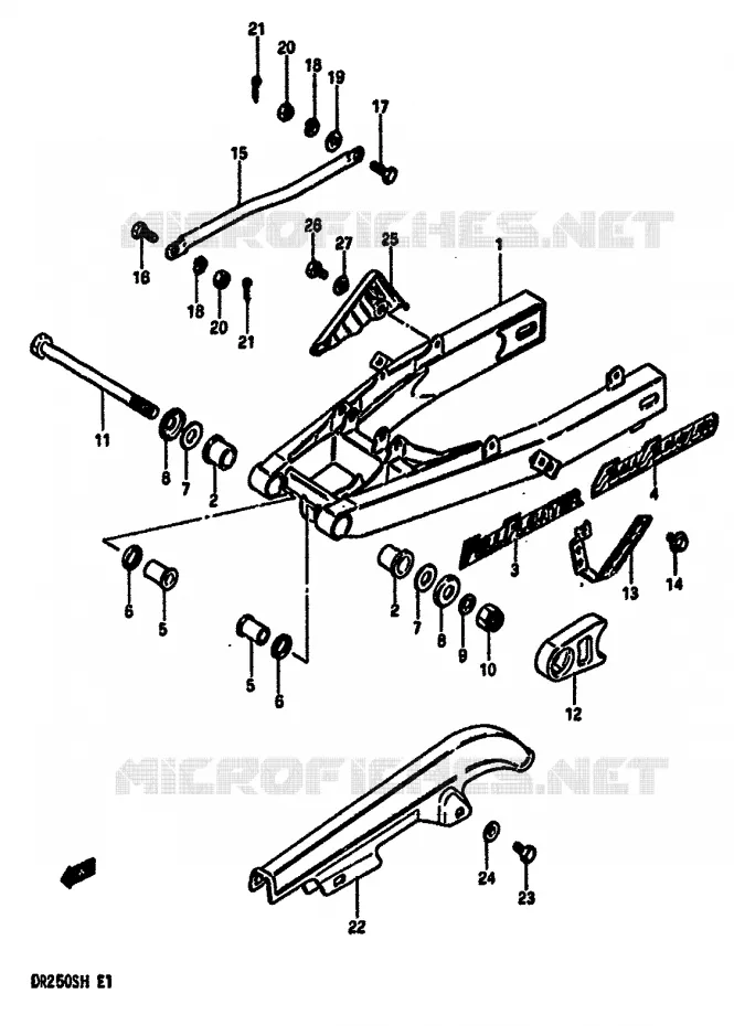 SWINGARM (E2,E4,E6,E15,E18,E21,E22,E25,E39) Suzuki MOTO 250 DR 1987  DR250SH(E/F/G/H)
