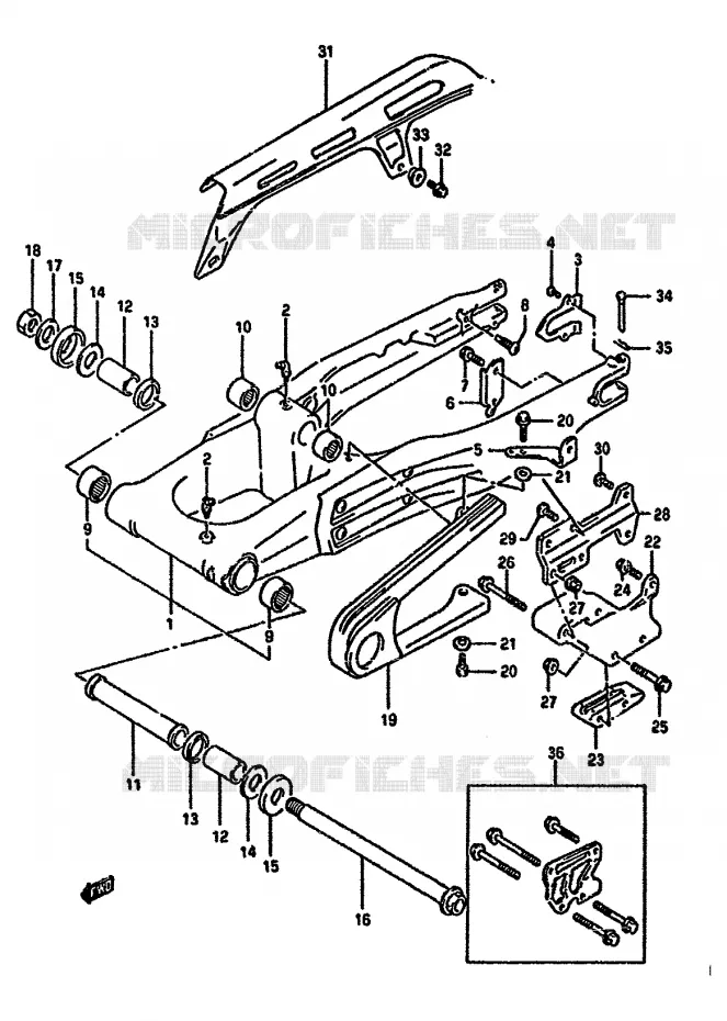 SWINGARM (MODELE L/M/N/P) Suzuki MOTO 350 DR 1993  DR350SHP(L/M/N/P/R)
