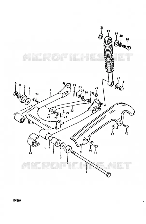 SWINGARM (RM50N, RM50T, RM50X) Suzuki MOTO 50 RM 1980  RM50T(C/N/T/X)